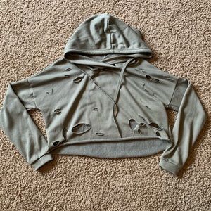 Rue21 destroyed crop top hoodie